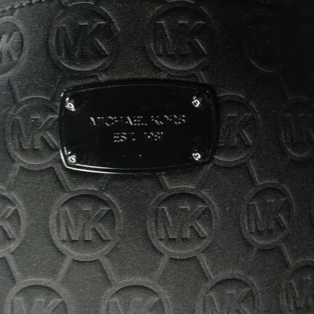 Michael Kors Jet Set Embossed Neoprene Logo Tote Black Handbag